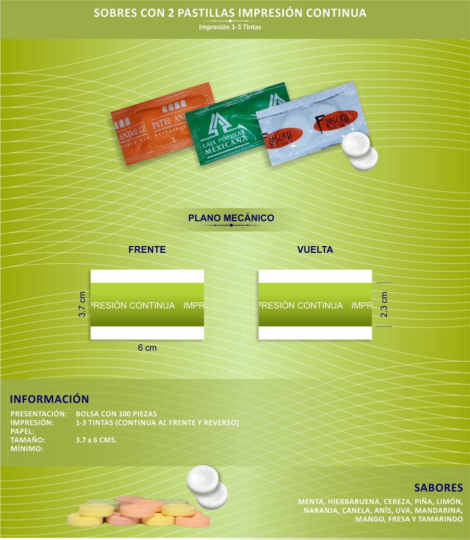 sobres 2 pastillas impresion continua